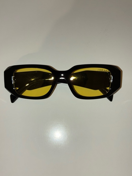 Prada Black Frame Sunglasses with Yellow Lenses